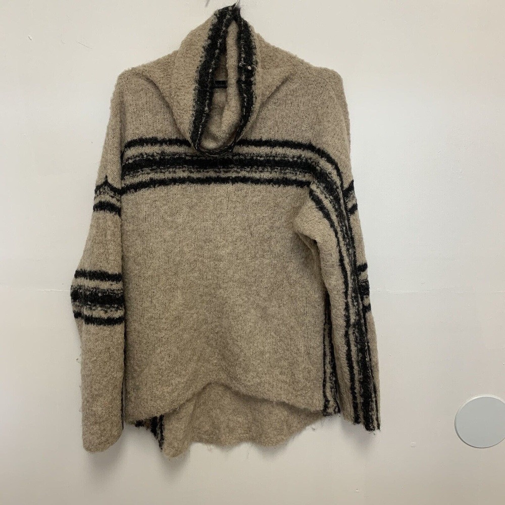 360Sweater Alpaca Blend Mockneck Striped Sweater Brown Womens Size Medium